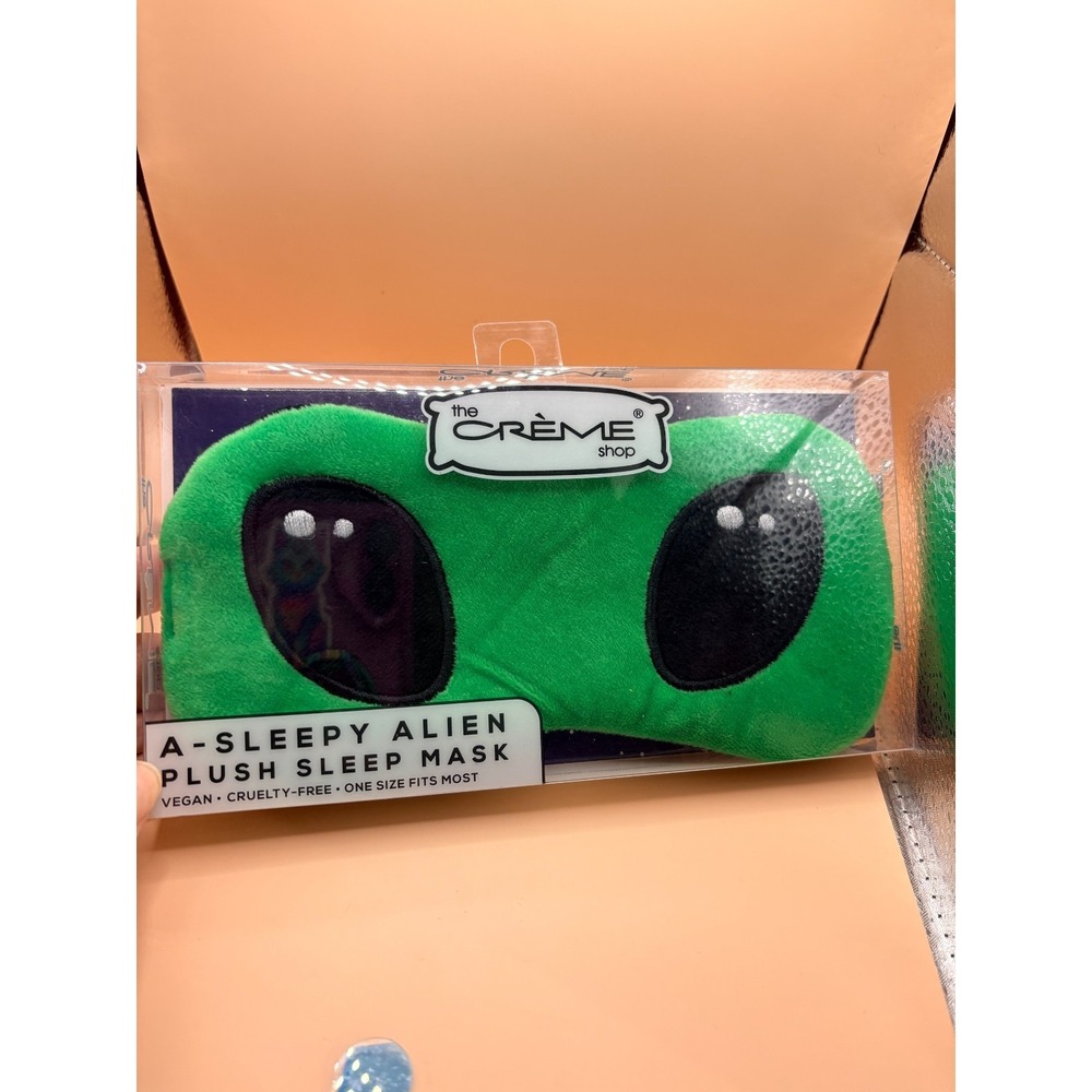 💚 NEW THE CREME SHOP SLEEPY BRIGHT GREEN ALIEN SOFT PLUSH SLEEP MASK EYE COVER